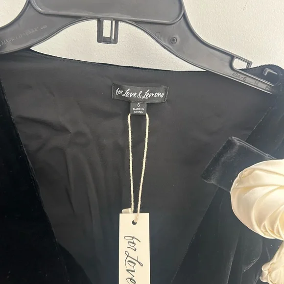 For Love And Lemons Black Velvet Dress with White Accents - Picture 5 of 6